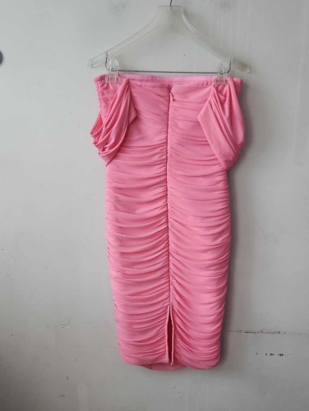 Fashion Nova Pink Ruched Off-Shoulder Midi Dress. New Without Tag - Picture 8 of 10